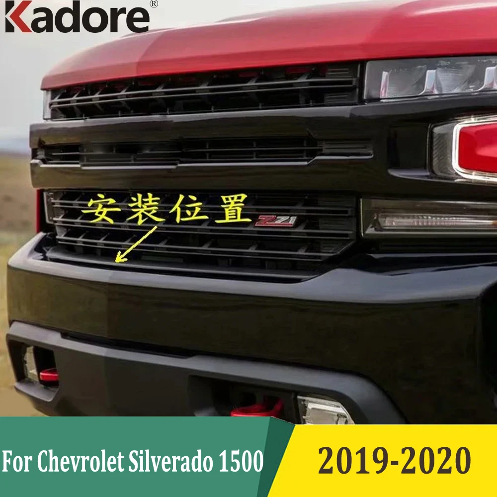 For Chevrolet Silverado 1500 2019 2020 Chrome Front Grille Grill Cover Molding Trim Car Accessories Styling 1PCS