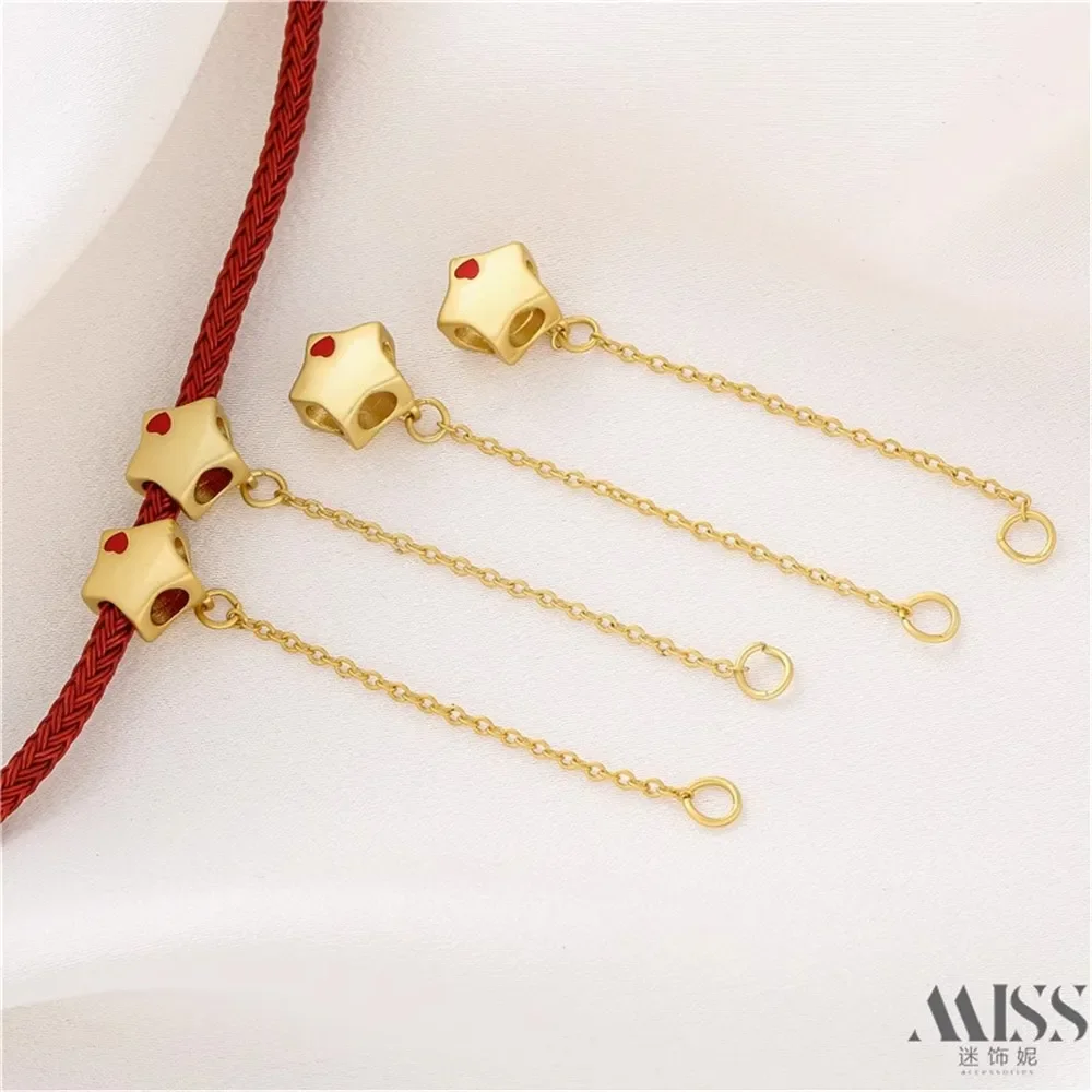 18K الذهب ملفوفة الخماسي قطرة النفط الحب ثقب كبير حبة سلسلة معلقة DIY بها بنفسك اكسسوارات سوار سلسلة معلقة سلسلة السلامة #2