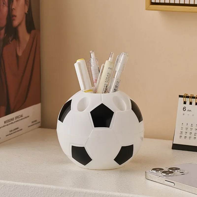 Soccer Shape Tool Home Decoration Student Gifts Supplies Pen Pencil Holder Football Shape Toothbrush Holder Desktop Rack Table