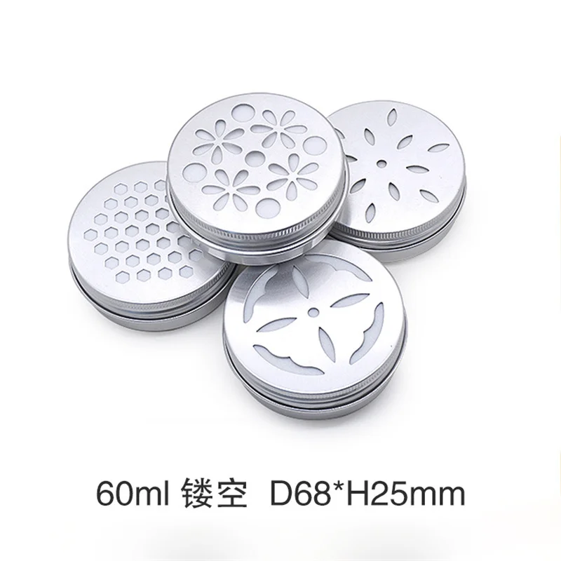 

200pcs 68*25mm 60ml Round Metal Tin Box Air Freshener Hair Wax Aluminum Tin Jars Containers with Hollowed Out Screw Lids