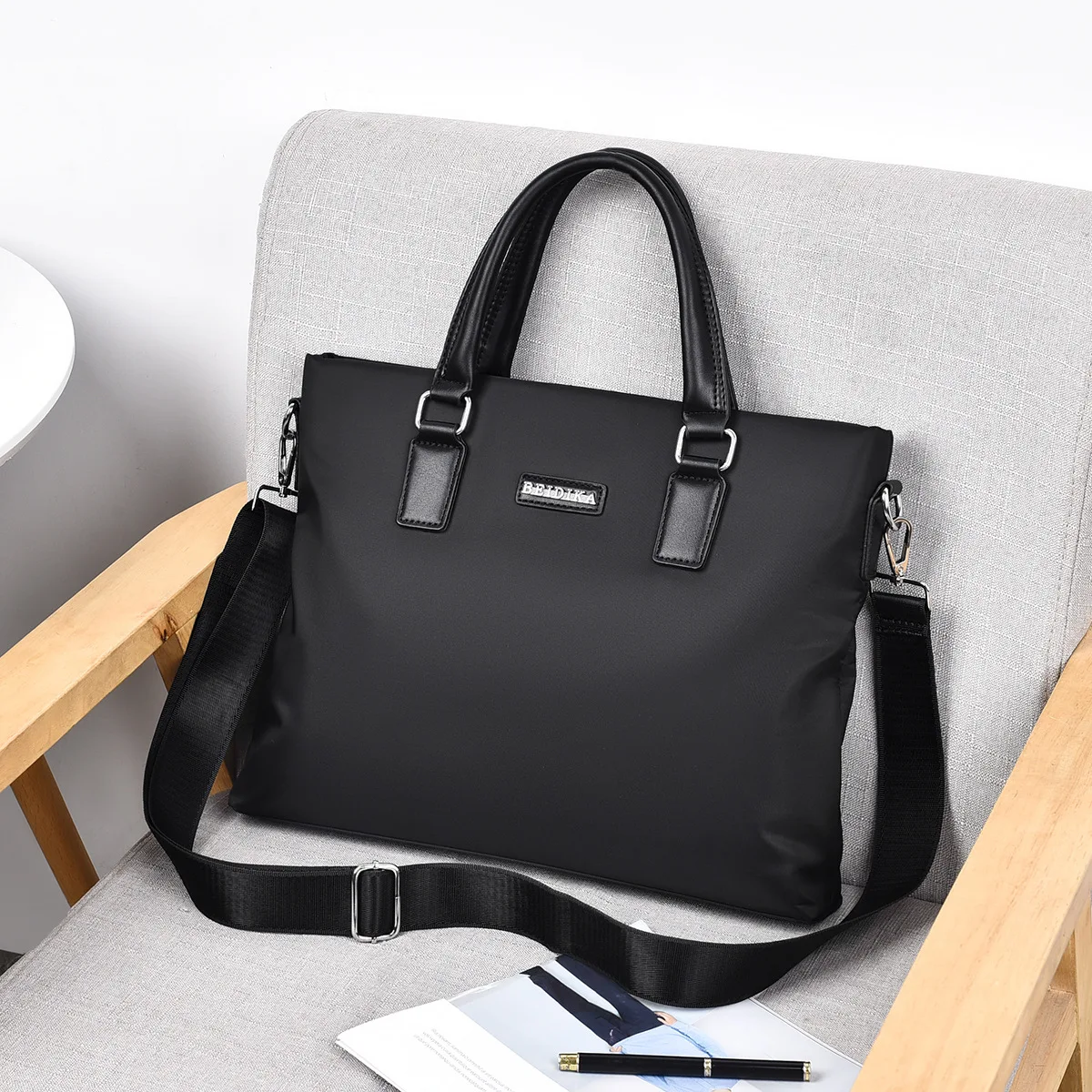 Oxford cloth waterproof men's large capacity horizontal handbag business one shoulder sling briefcase 14 