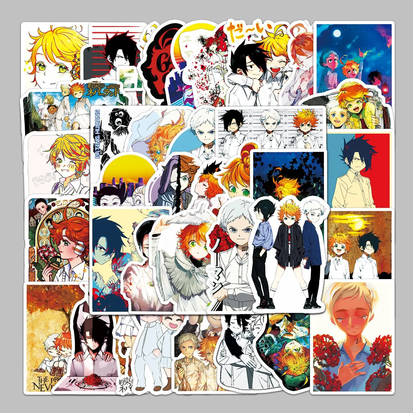 50Pcs The Promised Neverland Personalized Notebooks, Cars, Scooters, Refrigerators, Waterproof Stickers