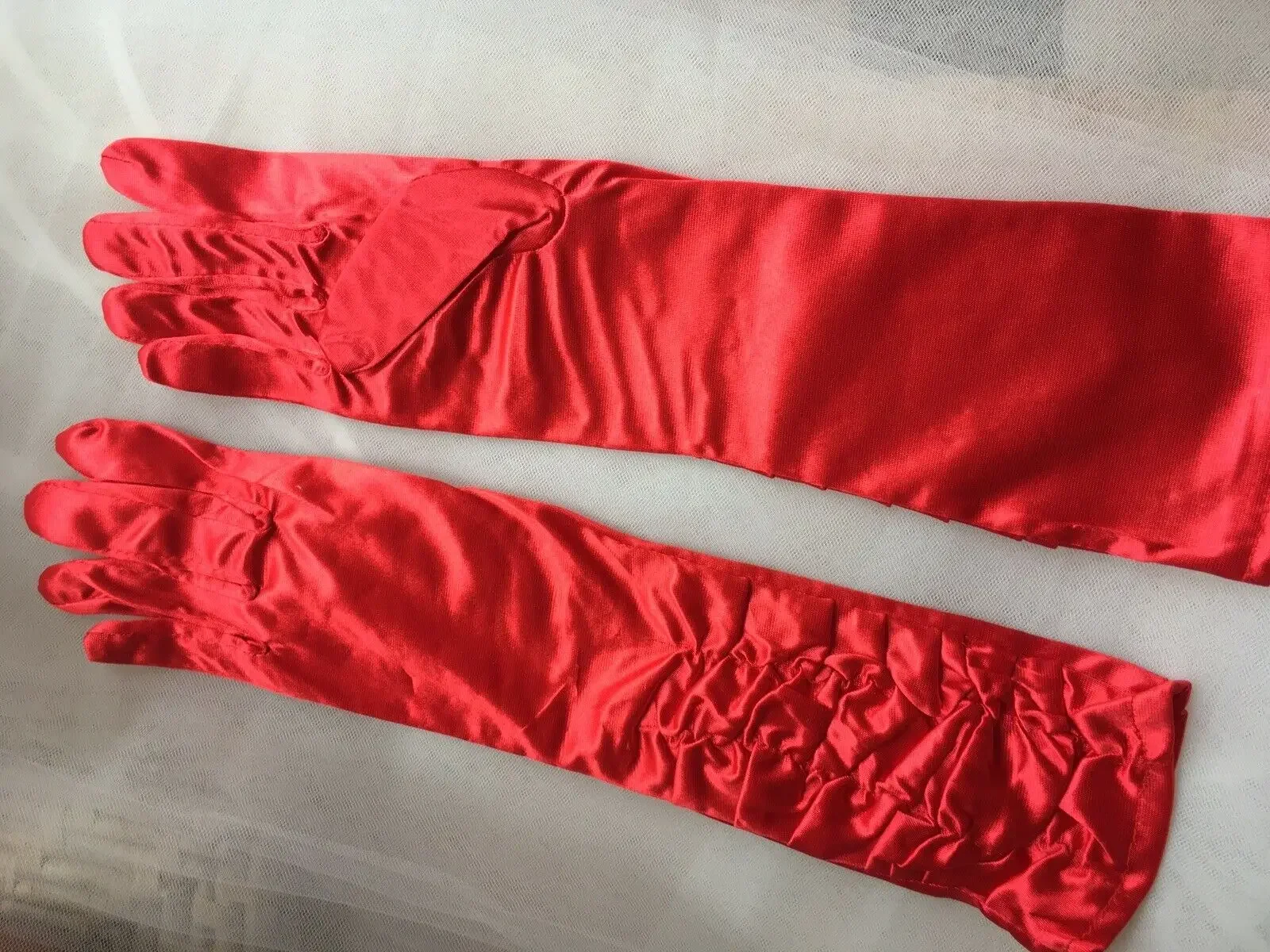 

Леди атласные вечерние выпускные свадебные перчатки невесты нарядное платье красного цвета