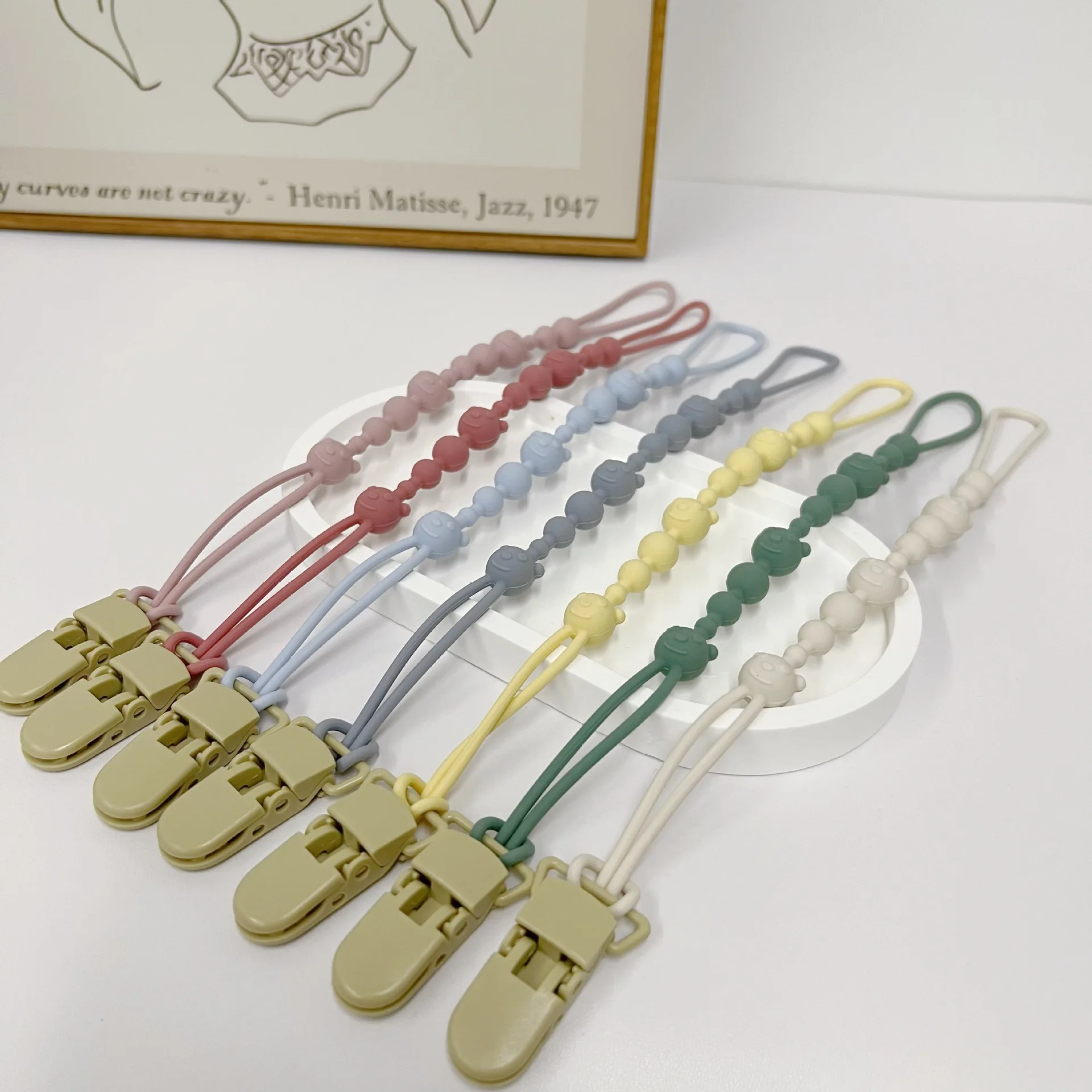 1PCS Baby Anti-drop Chain Pacifier Clips Silicone Beads Infant Nipple Appease Soother Chain Clips Dummy Holder Nipple Clip