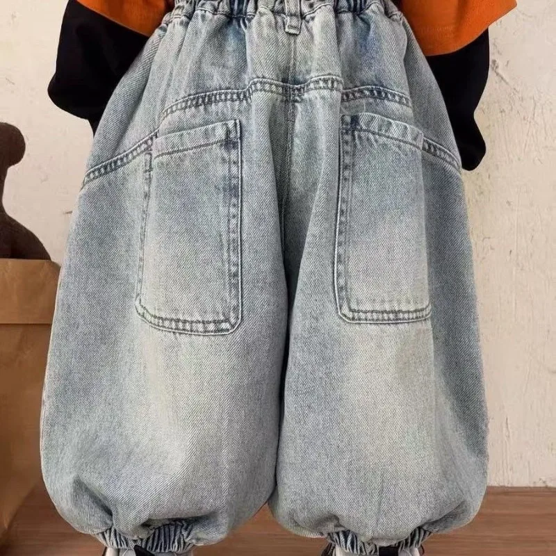 2-8 Jahre Kinder Jungen Jeans RAISE Herbst Kinder Jungen Denim-Hosen Kleinkind Jungen Hosen Lose Laternenhosen für Kleinkinder Babys Jungen – Detail 5