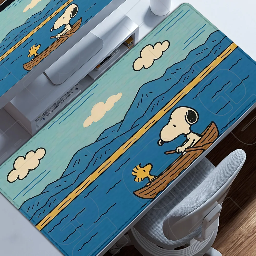 HD 40X90cm Aksesoris PC Anime S-Snoopys Mouse Pad Lucu Kartun Anjing Peanuts Gaming Alas Meja Karet Anti Selip Alas Komputer Laptop