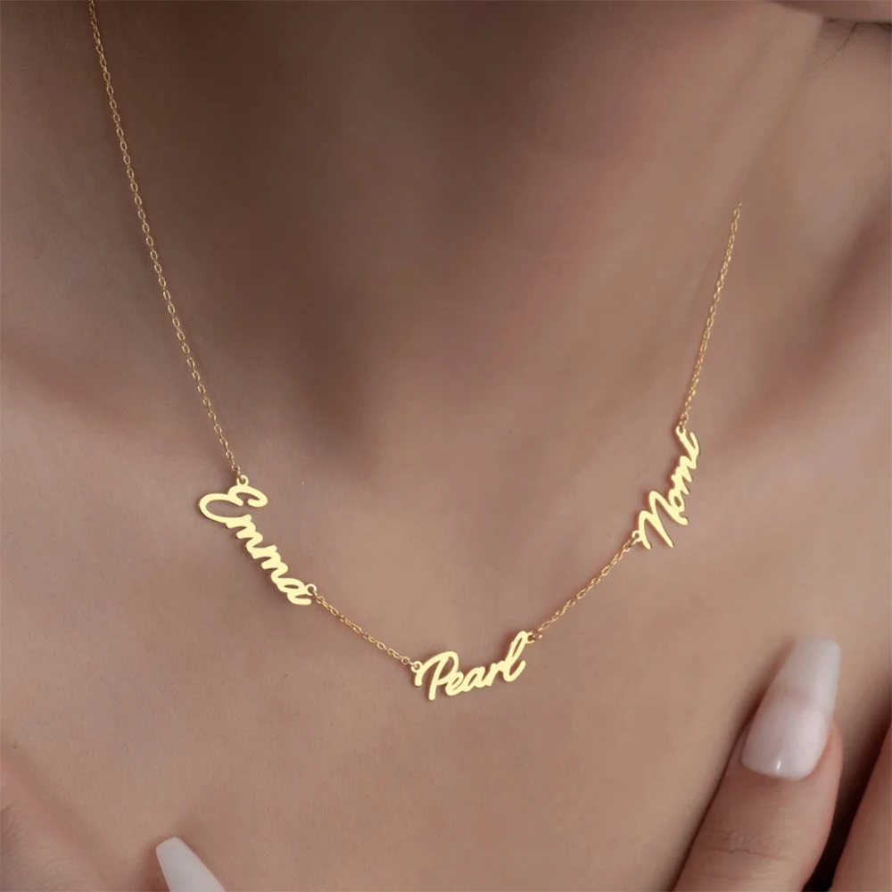 Personalized Stainless Steel Multi Name Design Collarbone Pendant Necklace, Simple And Fashionable, Customizable And Diversified