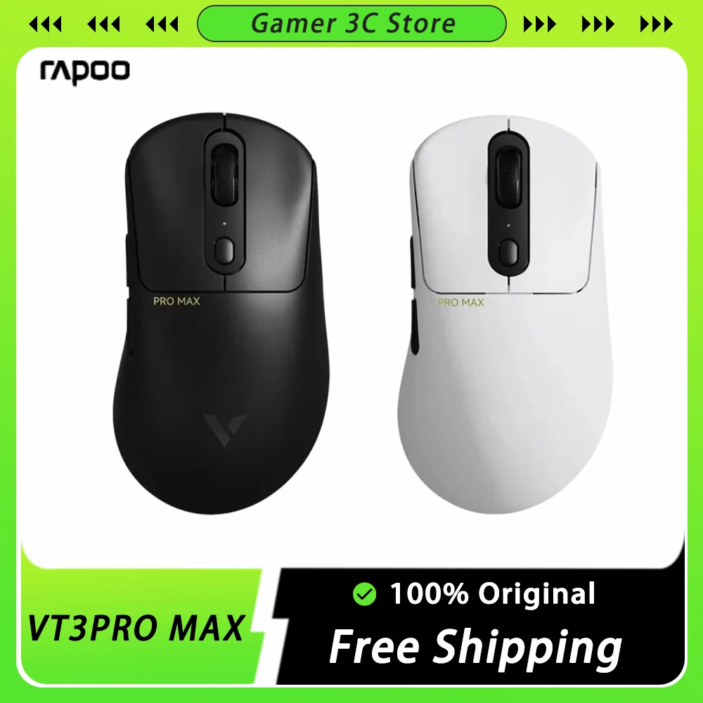 

Rapoo VT3/VT1 PROMax Mouse Dual Mode Wireless Paw3950/3398 Lightweight 4k/8k Mice For Medium Large Hand Shape Pc Gamer Accessory