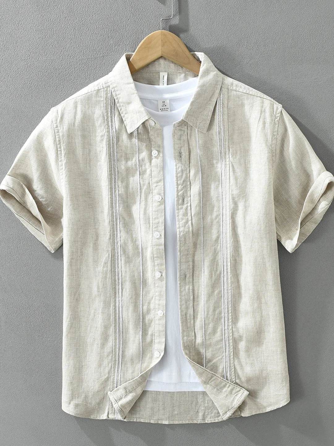 

Linen Casual Shirt Men's Short Sleeve Thin Breathable Stripe Pattern Loose Fit Daily Wear Chinese Brand Summer Shirt