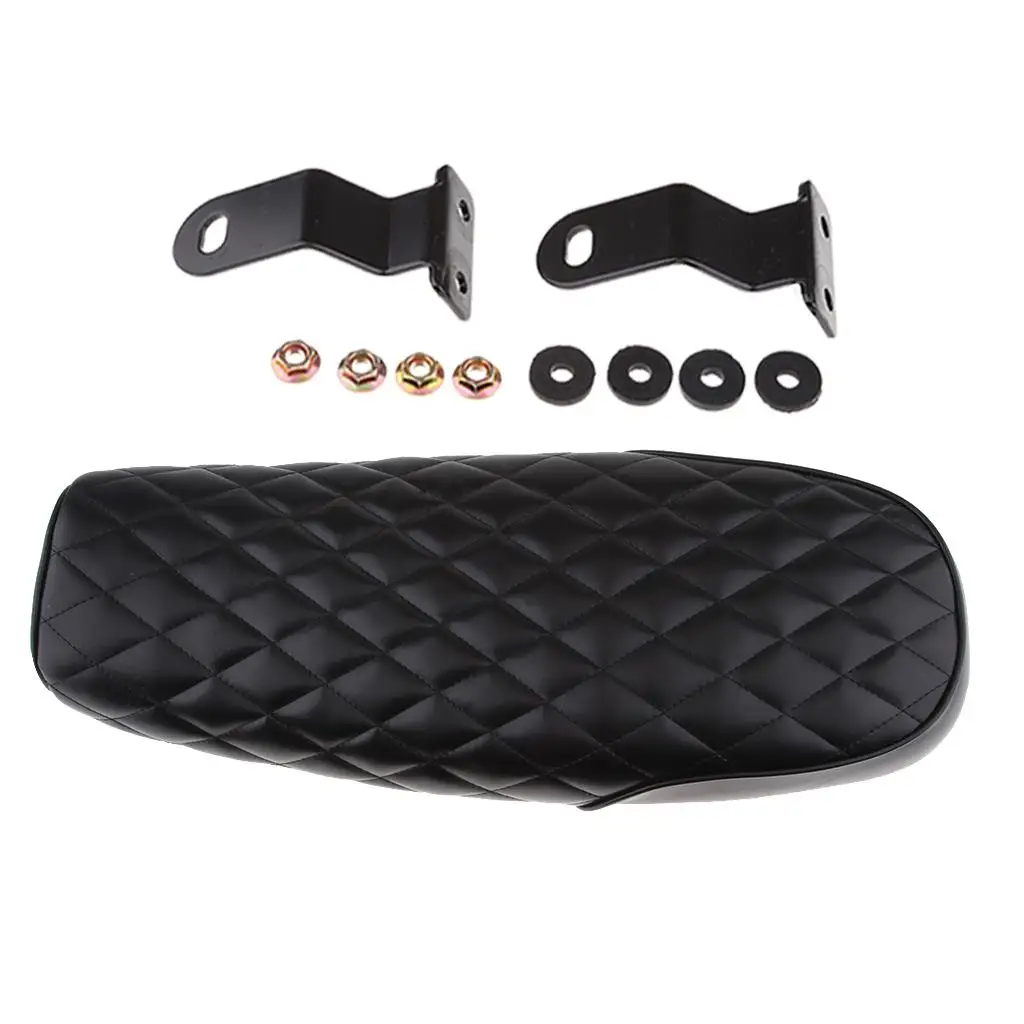 

Vintage Motorcycle Seat Saddle Black 63cm Comfortable Rhombus Cafe Racer Cushion Waterproof Universal for Chopper