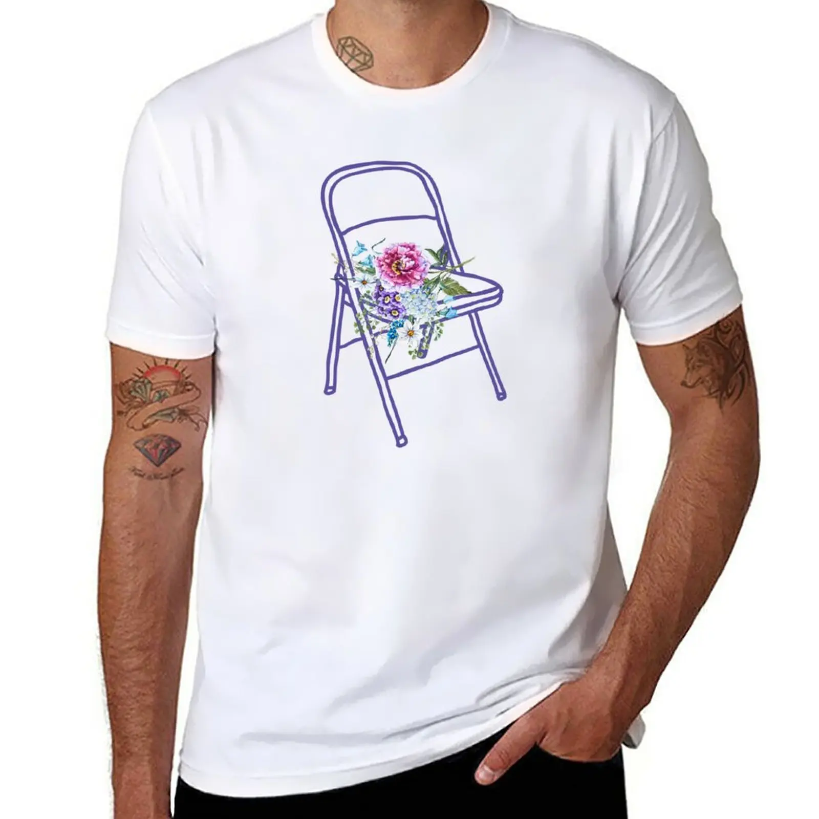 New folding chair flowers T-Shirt Tee shirt quick-drying t-shirt mens t shirts pack