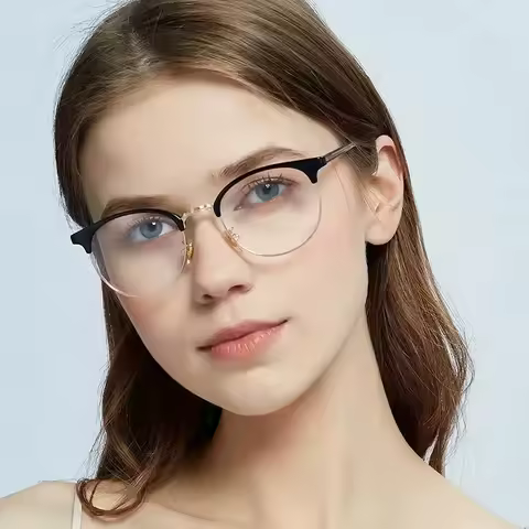 Cat Eye Frame Women Prescription Glasses Multifocal Grade Glasses Near and Far Blue Light Blocking Optics Lens with Recipe
