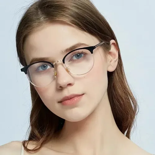 Gafas graduadas con montura de ojo de gato para mujer, gafas multifocales de grado, lentes ópticas de bloqueo de luz azul cercano y lejano con receta