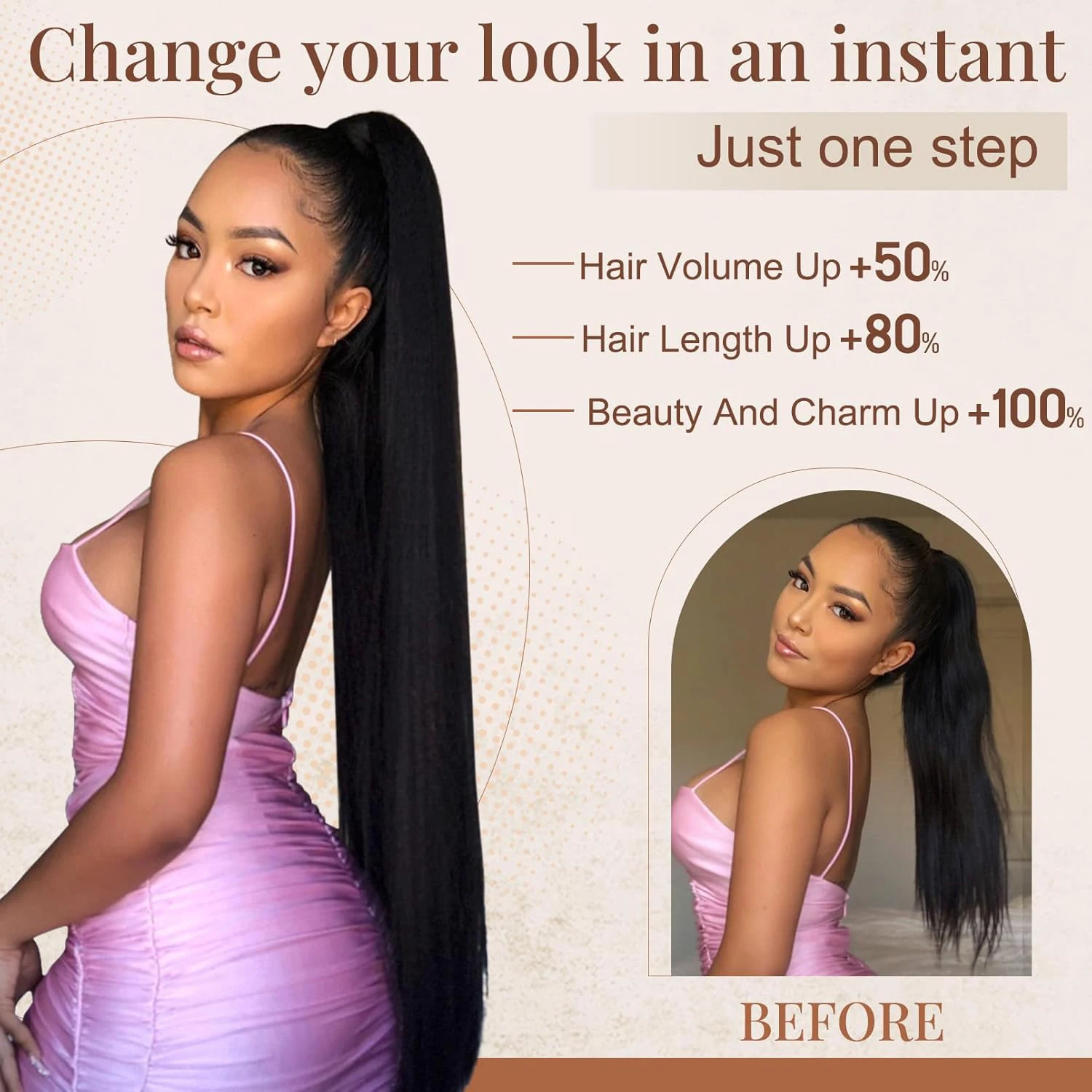 Ponytail Extensions Drawstring Long Straight Fake Pony Tail Soft Clip in Hair Extension Synthetic Heat Resistant