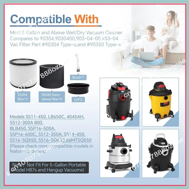 مرشحات بديلة A26P 90304، 90585 غلاف إسفنجي لـ Shopvac 90304، 90350، 90333 5 جالون حتى أجزاء المكنسة الكهربائية الرطبة والجافة