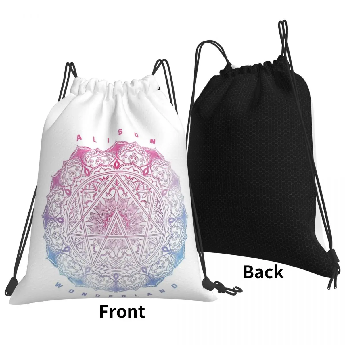 Alison Wonderland Mandal Backpacks Multi-function Drawstring Bags Shoes Bag Book Bags for Man Woman School
