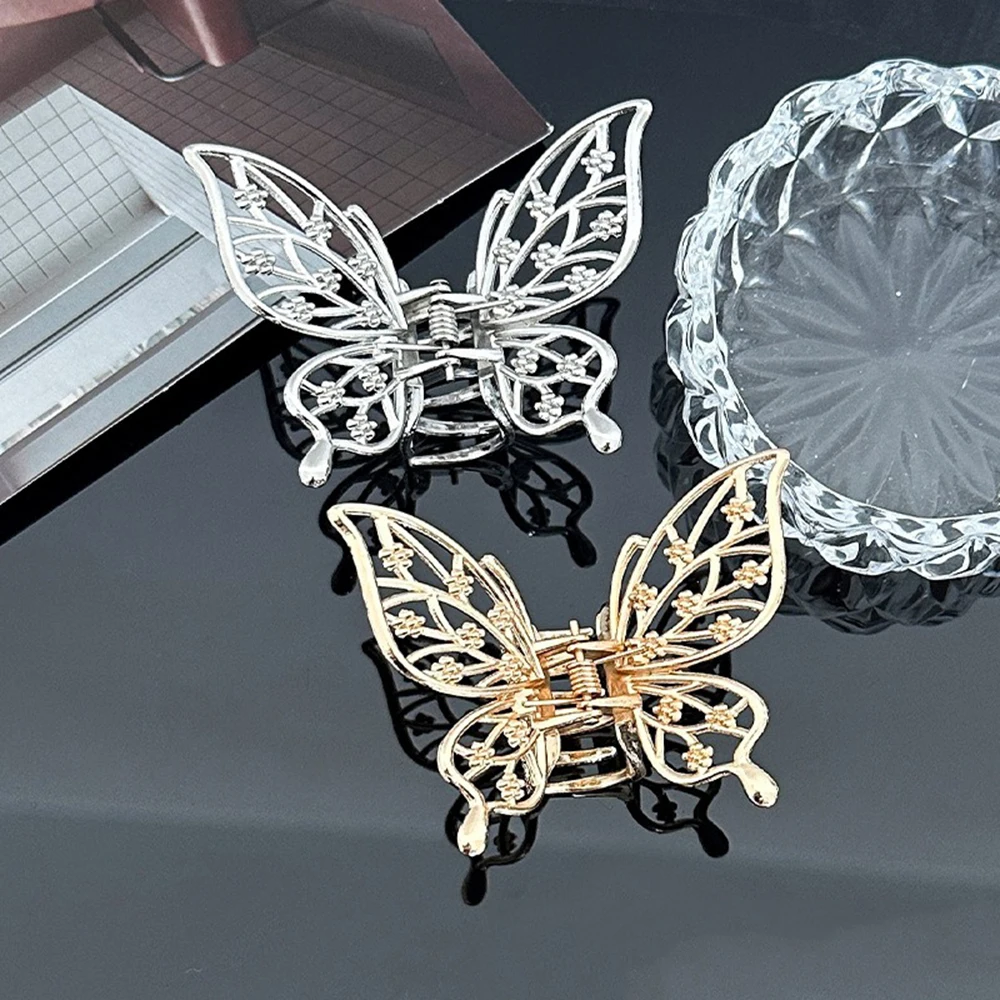 1 Stück exquisite elegante metallische Schmetterlings-Haarklammer, komplizierte Designs, perfekte Boho-Chic-Stile, täglicher skurriler Haarschmuck – Detail 3