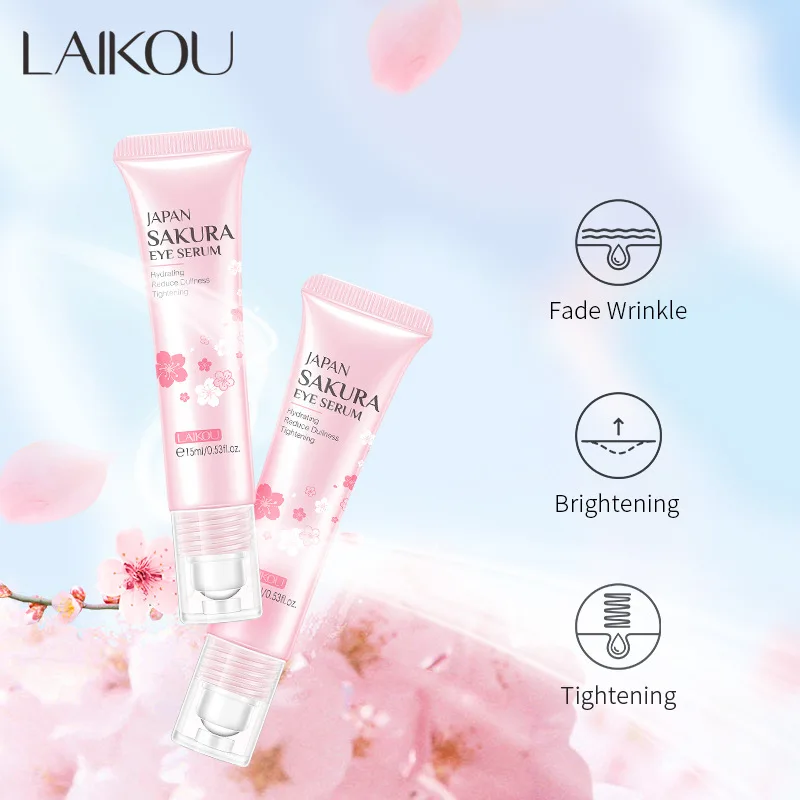 Sakura Serum Eye Massage Cream Slide Ball Essence Firming Remover Dark Circles Wrinkle Anti-Puffiness Bags Under Eye Skin Care