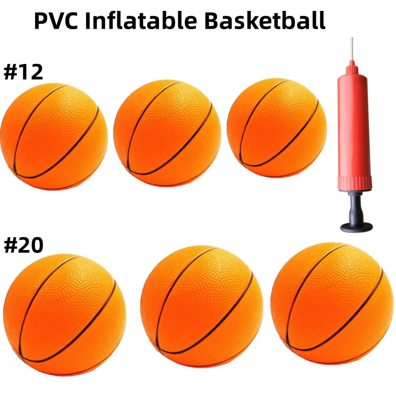 Mini pelotas de baloncesto inflables para niños pequeños de 12/20cm con aguja de bomba, juguetes deportivos de PVC para juegos entre padres e hijos, baloncesto