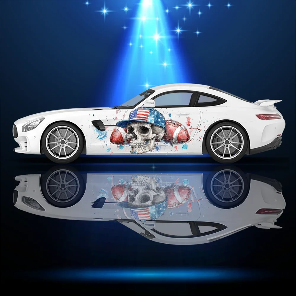

Rugby Skull Star Player Car Vinyl Wraps Decal Self-adhesive Anti Scratch Sticker Suitable for Trucks SUV Decor Auto Accessories