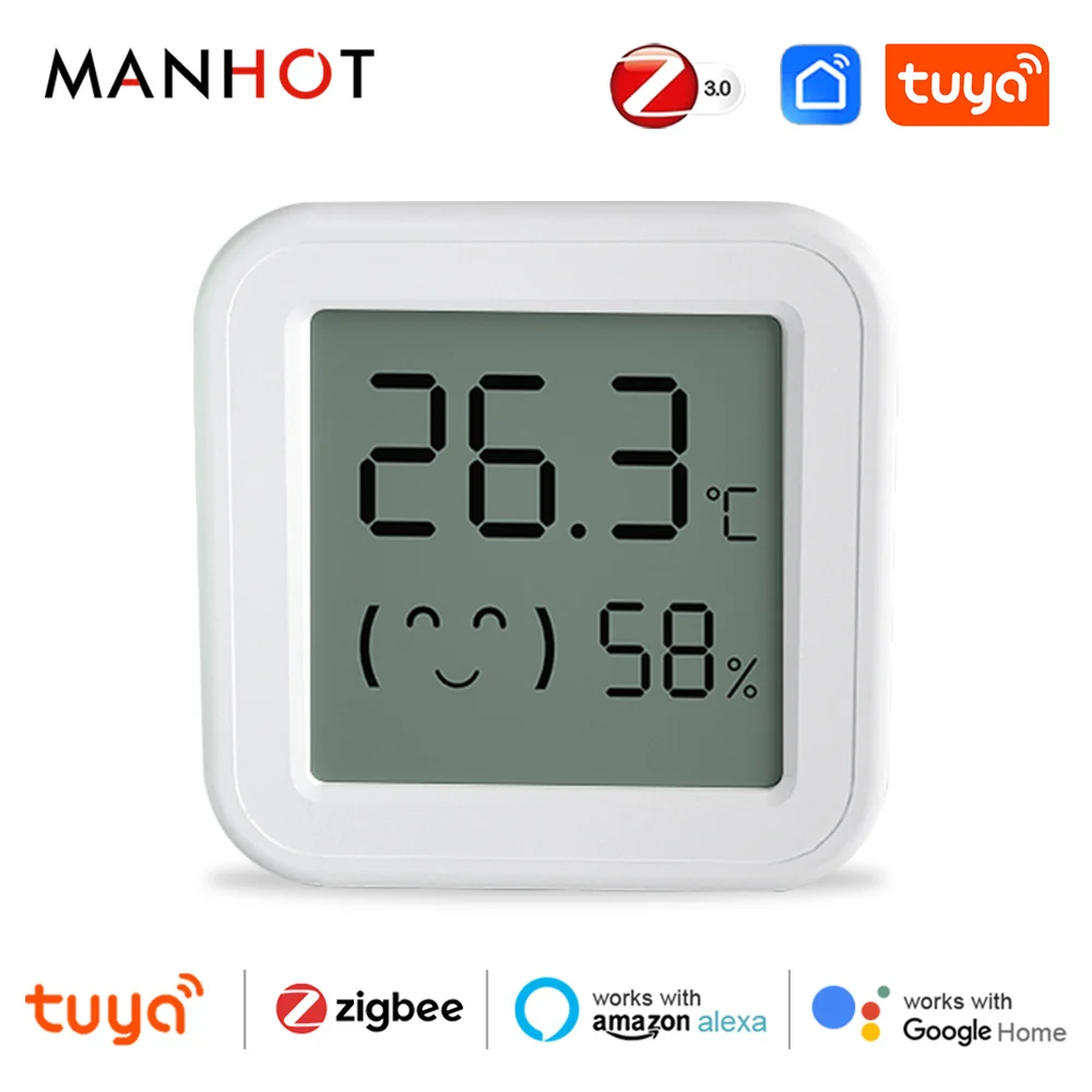 Tuya smart ZigBee Temperature Humidity Sensor Mini LCD Digital Screen Smart life Compatible with Alexa Google home Assistant