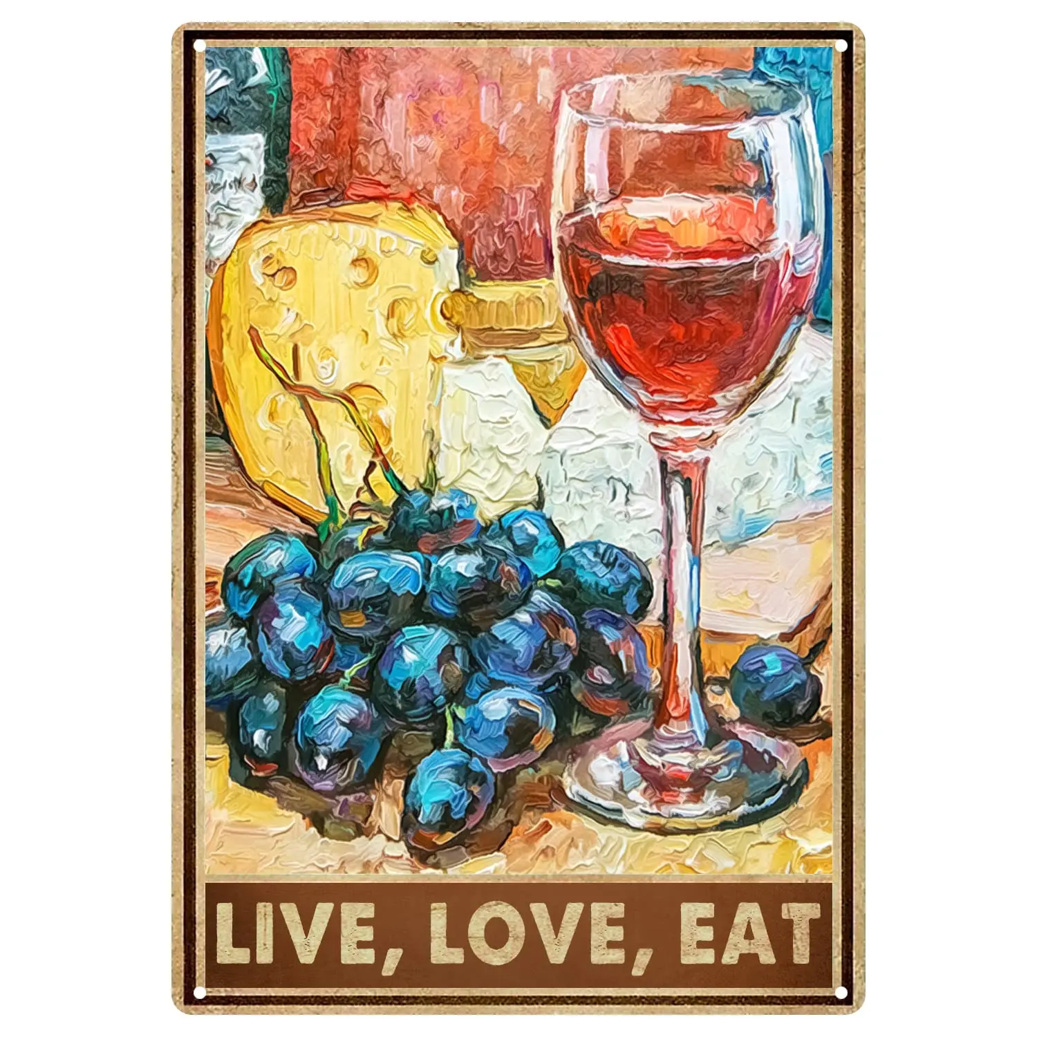 

Live Love Eat Tin Sign,Wine Fruit Cheese Vintage Metal Tin Signs For Man Woman,Quotes Plaque Wall Decor For Kitchen Bar Man Cafe