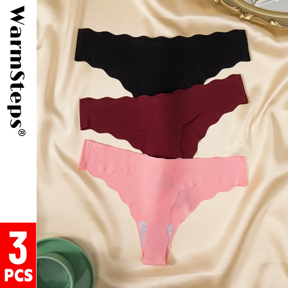 WarmSteps 3Pcs Pack Women's Thongs Sexy Seamless Underwear New 2024 Lingerie for Woman G Strings Thong Sports T Back Hot Sale