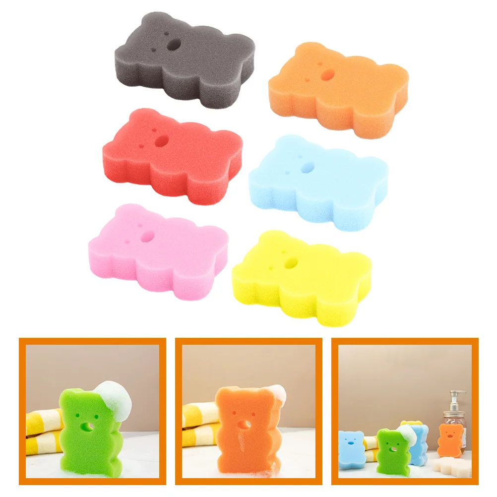 

6Pcs Baby Shower Sponges Cartoon Kids Bath Scrubbers Wear-Resistant Body Cleaning Tools Comfortable Portable Bath Accessories