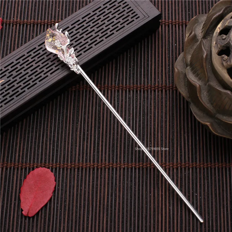 Chinese Style Hanfu Crystal Hair Stick Vintage Classic Metal Glaze Hair Fork Hair Pin for Women Jewelry Accessories New Headwear view 5