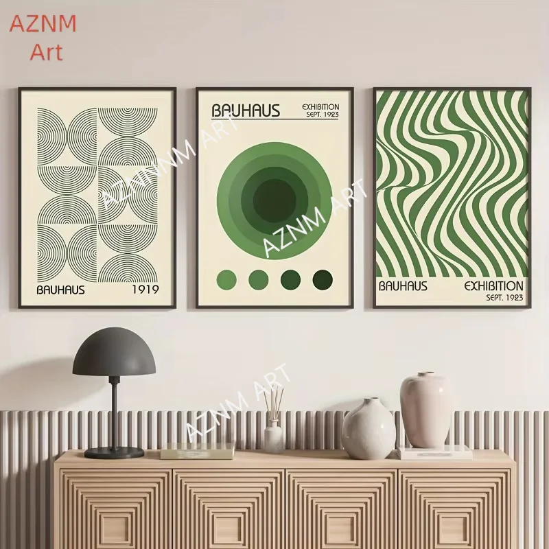 1/3 Stück Bauhaus geometrische Wandkunstdrucke, minimalistische moderne Poster, Mid-Century-Kunstwerk für Heimdekoration, ungerahmtes Leinwandkunstset