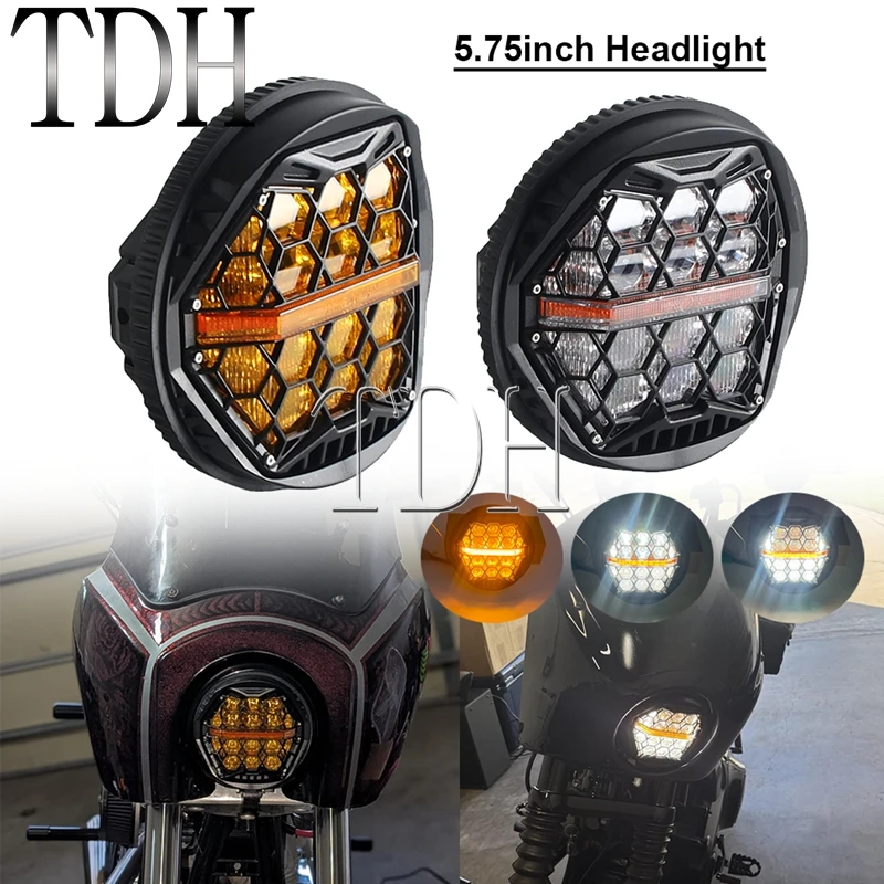 

Plug & Play Hi/Low Beam DRL Headlight 5.75in LED Headlamps For Harley Dyna Street Bob Super Glide Night Rod Train Softail Deuce
