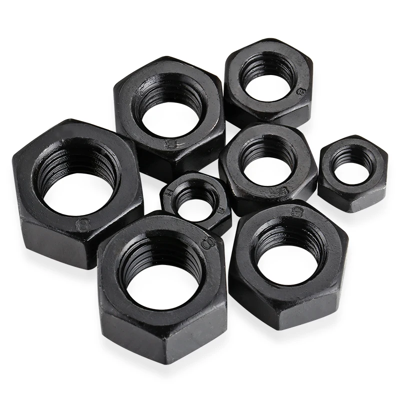 50/ 20/ 10/ 5/ 1 Pcs สีดำออกไซด์เหล็กคาร์บอนเมตริก Hex Hexagon Nuts M2 M2.5 m3 M4 M5 M6 M8 M10 M12 M14 M16 M18 M20 M22 M24 M27