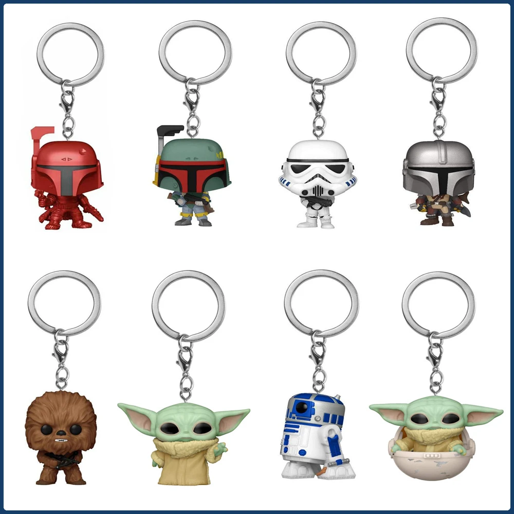 

FUNKO Pocket Keychain Star Wars The Mandalorian Darth Vader Chewbacca Multiple Movie Peripheral Pendant Keychains Boy Girl Gifts