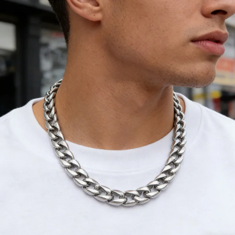 Kalen Punk Cuban Chain Necklace for Men Women's Choker Innovative Rap Artist Collar Trendy Street Style Accessory Biker Jewelry