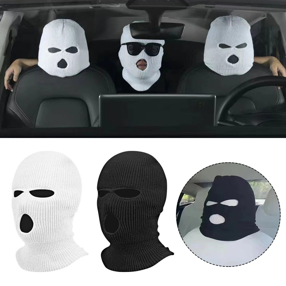 Universal Car Seat Headrest Cover Balaclava 3Holes Full Cover Halloween Christmas Funny Car Decoration