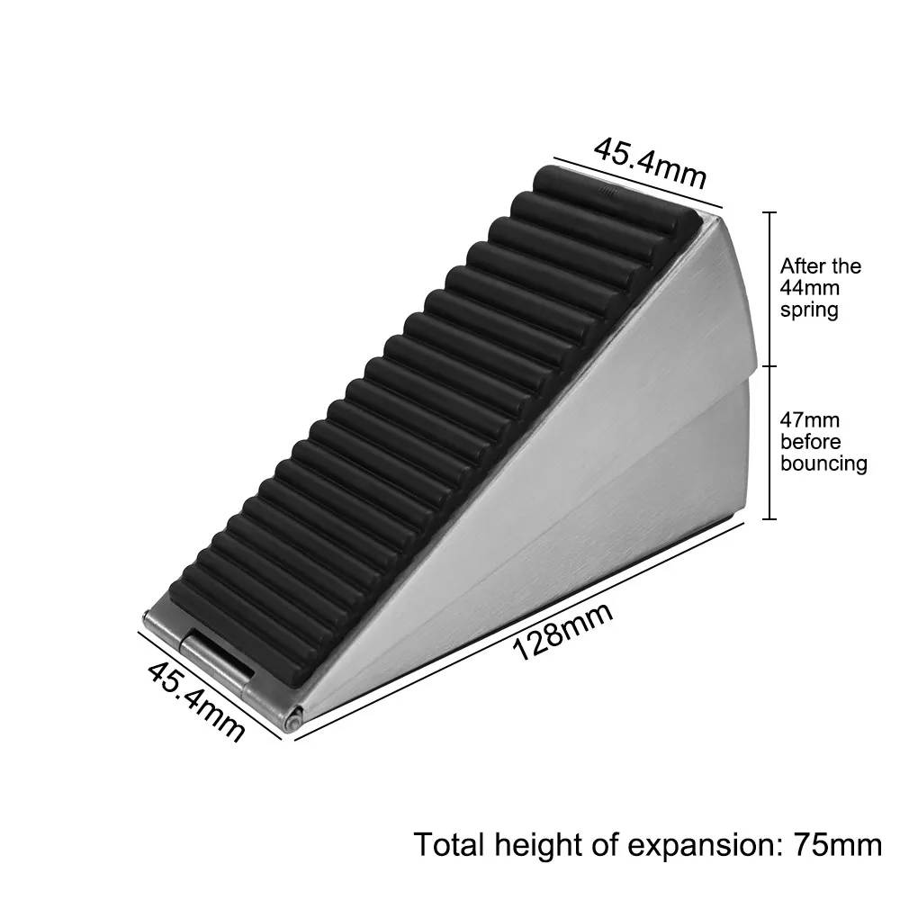 Sturdy Heavy Duty Spring Door Stopper Stainless Steel Anti-Punch Door Stop Wedge Adjustable Non-slip Floor Doorstop Door Bottom