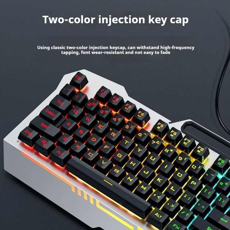 Teclado con cable F3010, juego de suspensión de sensación mecánica, colorido, luminoso, Notebook, Esports, soporte para comer pollo, resistente al agua