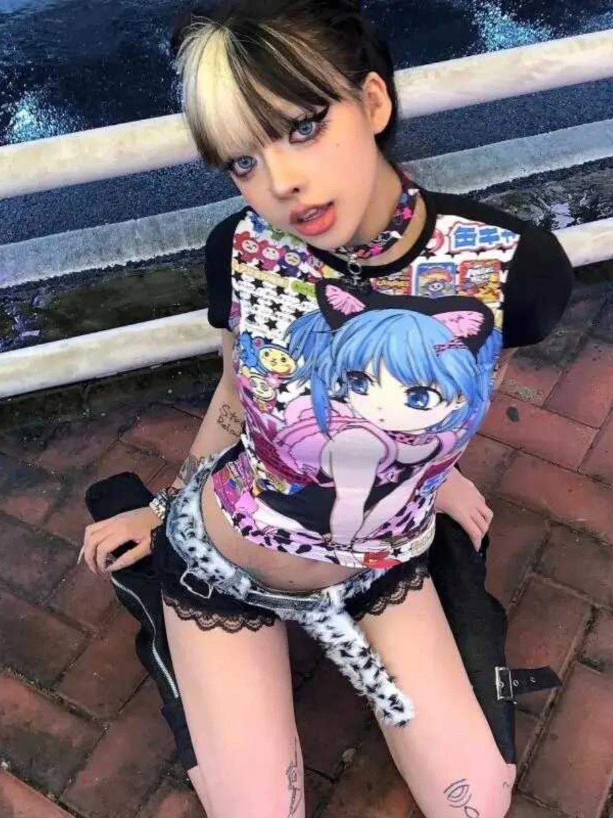 

Футболка Slim Fit ort Sve с японским принтом Sle Dopane, универсальный летний топ, женский круглый топ обычной длины из полиуретана