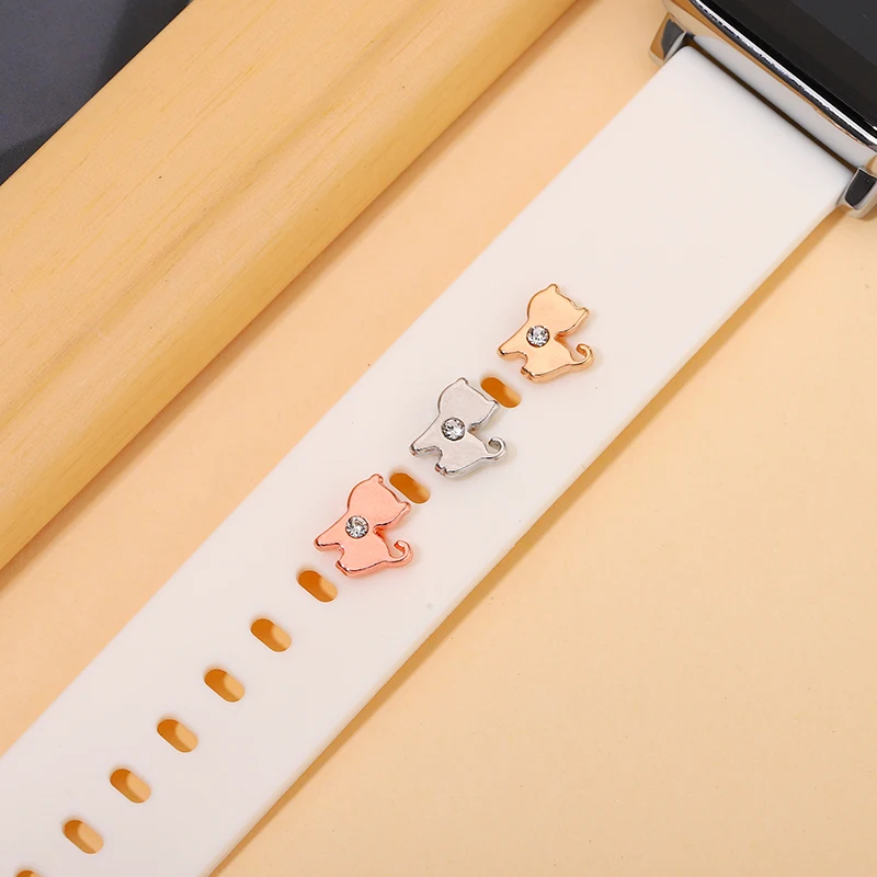 Decorative Charm for Silicone Apple Watch Band Cute Cat Charm Jewelry Sport Bracelet Leg Metal Nails Accessories Pendent Charms