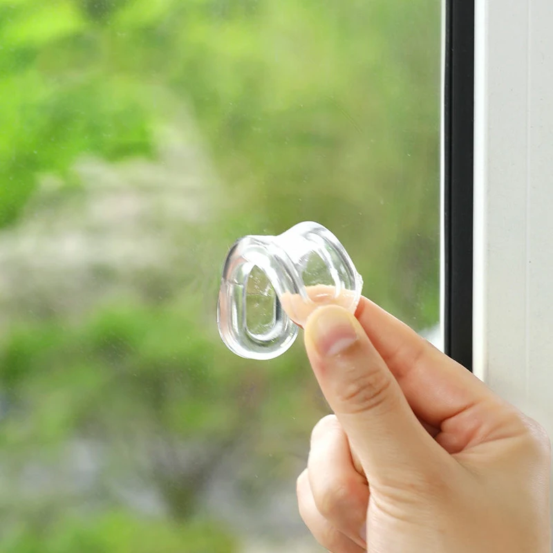 4PCS Self-Adhesive Soft PU Door Handle – Transparent Plastic for Sliding Door, Kitchen Cabinet, Glass Door & Drawer