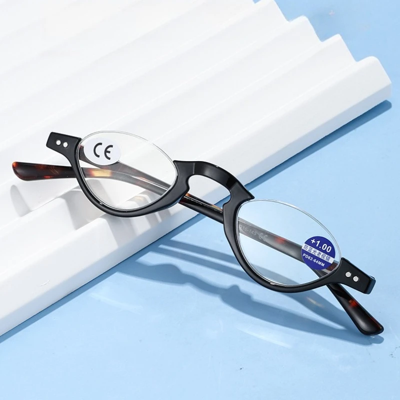 Vintage All-purpose Half - Frame Fashion Anti - Blue Reading Glasses Men's and Women's Senior Glasses +1.0 To +4.0 Protect Eyes
