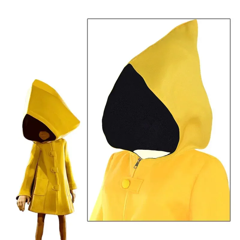 Little Nightmares 2 Mono Six Cosplay Costume Hungry Kids Little Six Yellow Long Jacket Coat Halloween Suit Raincoat