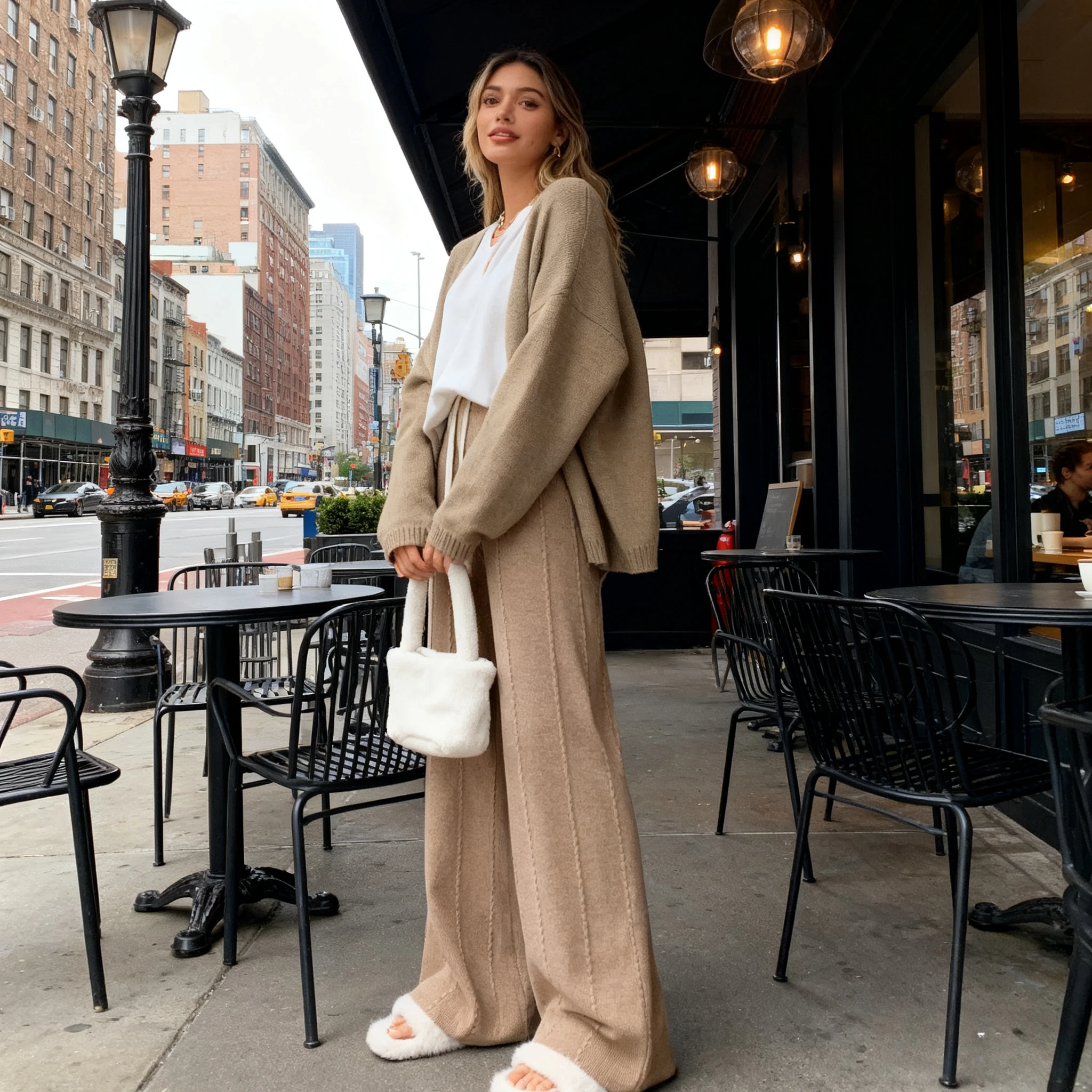 

Knit Pant Women Wide Leg Long Pants High Waist Straight Trousers Y2k Streetwear Elegant Splice Work Casual Loose Autumn Winter