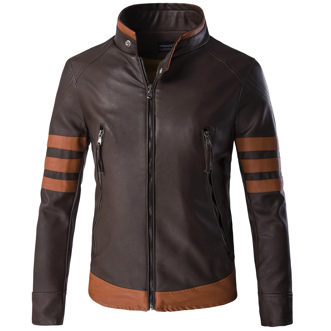 High-end Brand Men\'s Zipper Leather Jacket Wolverine Slim Fit Short Coat Retro Locomotive Logan Bomber PU Leather Jacket 5XL-M