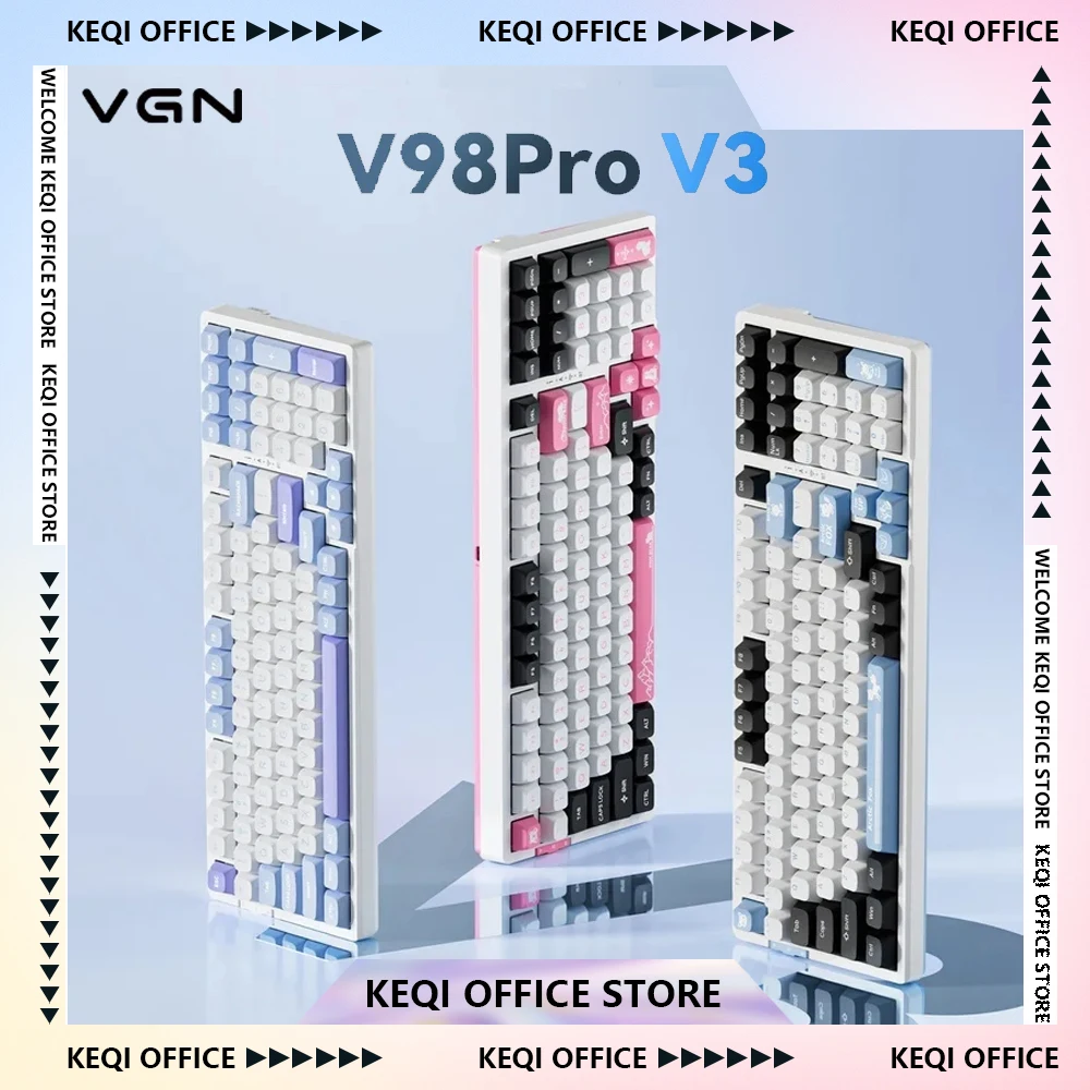 

Механическая клавиатура VGN V98Pro V3, 3 режима, беспроводная, длительный срок службы, прокладка для горячей замены, низкая задержка, пользовательская игровая клавиатура для киберспорта