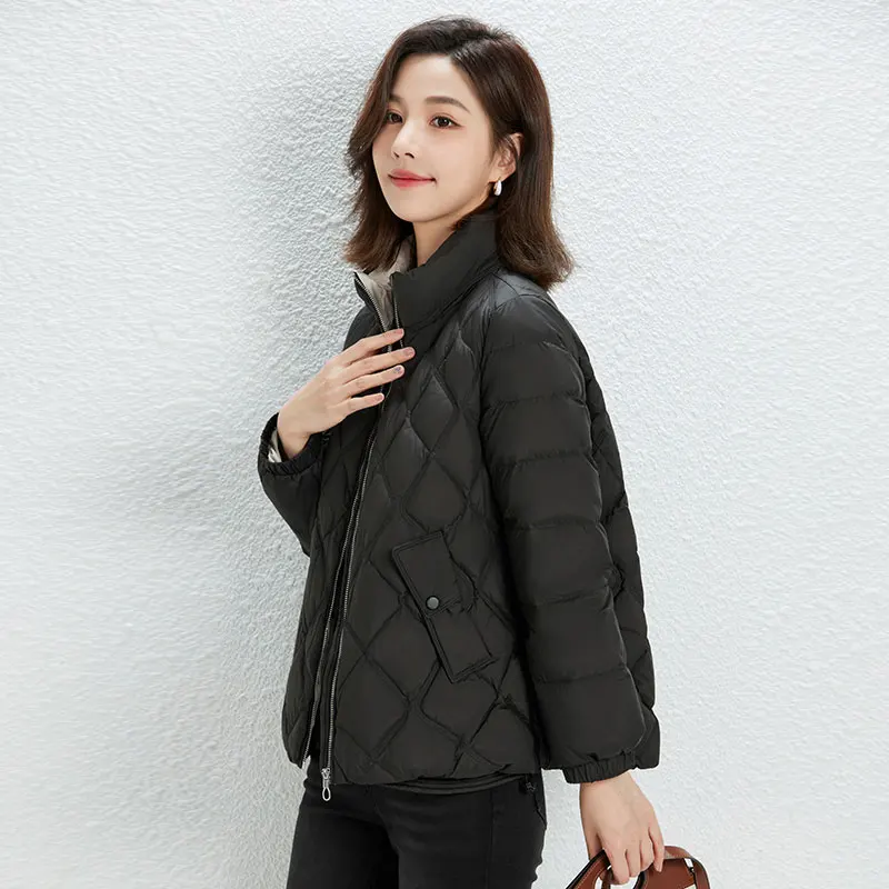 NEW Woman Winter Coat Ultra Light Natural 90% Duck Down Jacket Female Portable Jackets Lightweight Parkas Diamond Lattice