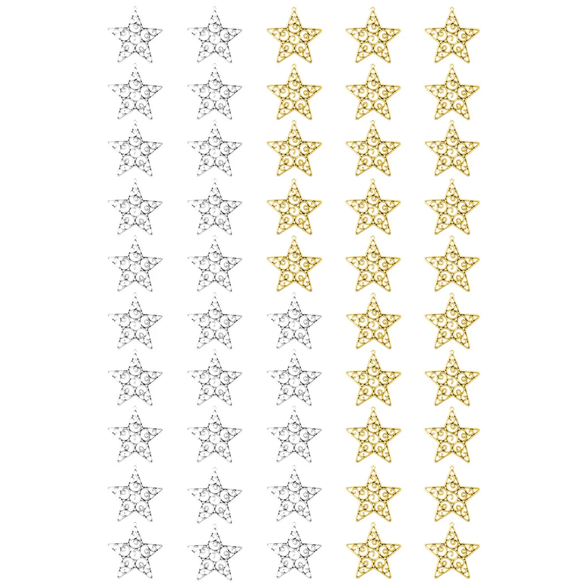 

50Pcs Hollowed Five- Pendant Christmas Hanging Ornaments Gold Silver Xmas Tree Decorative Balcony Wall Decor