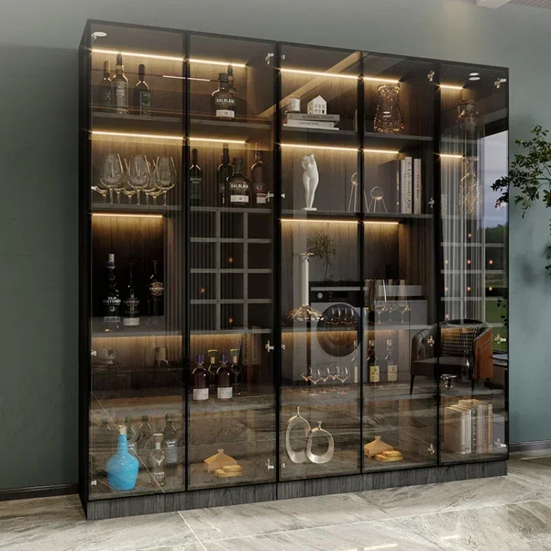 

Living room wall display cabinet household luxury sideboard small glass door storage lockers.
