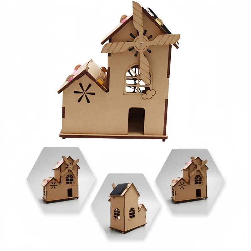 

DIY Solar Cabin Science Experiment Kit - Handmade Educational Toy Motor Ability of Kids Active Thinking Science Experiment Toys