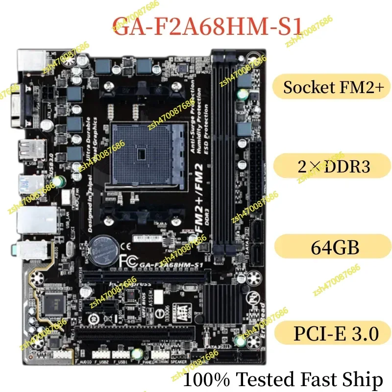 

For Gigabyte GA-F2A68HM-S1 Motherboard 64GB DDR3 Micro ATX Mainboard 100% Tested Fast Ship